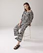Summum Woman Trousers Two Tone Print Black 