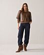 Summum Woman Puff Sleeve Top Soft Faux Leather 