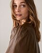 Summum Woman Puff Sleeve Top Soft Faux Leather 