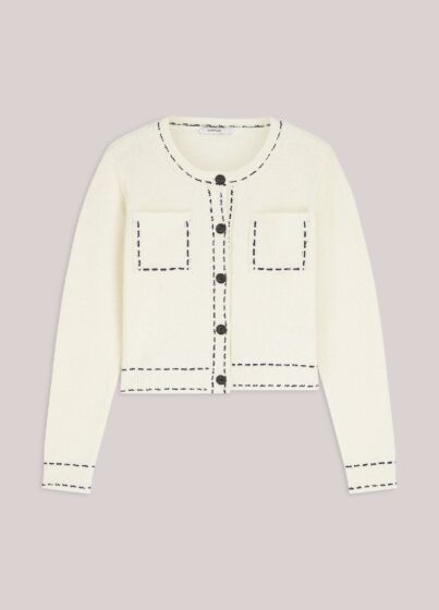 Summum Woman Cardigan Frisee Knit Ivory 