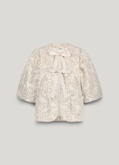 Summum Woman Blouse Jasje  Laser Cut Dots Sesame 