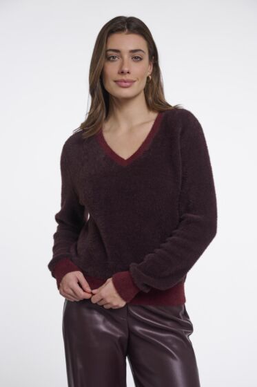 Rino & Pelle Keath V-Neck Pullover FUdge Sangria