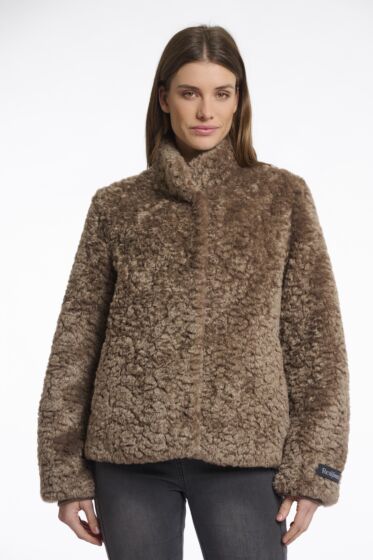 Rino & Pelle Kion Faux Fur Jacket High Neck Toffee