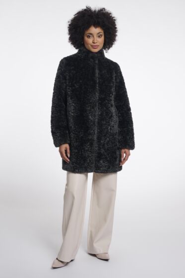 Rino & Pelle Lexis Faux Fur High Neck Urban Teal