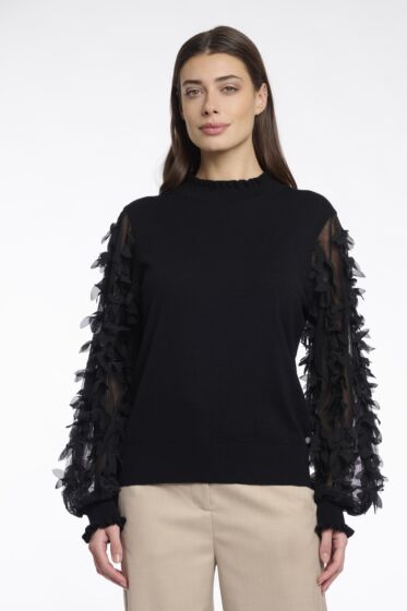 Rino & Pelle Knitted Pullover Fancy Sleeves Black