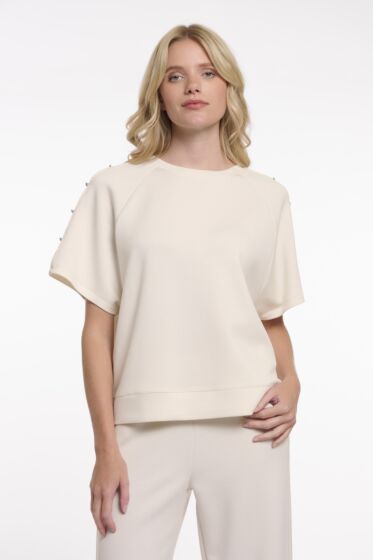 Rino & Pelle Tate Top Button Details Snow White 