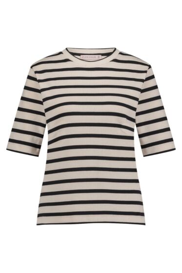 Studio Anneloes Annika Rib T-shirt Offwhite/Black