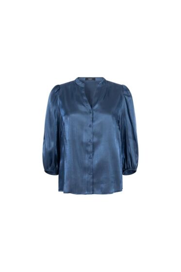 Jansen Amsterdam Bo Blouse Puff Sleeve Blue Grey 