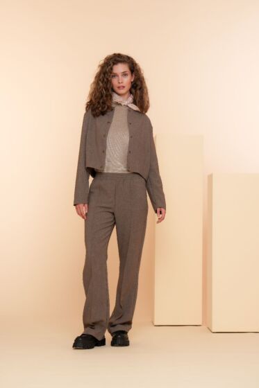 Geisha Pants Elastic Waist Taupe 