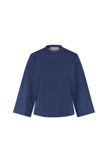 Studio Anneloes Diana Herringbone Top Ink Blue