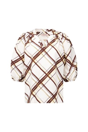 Studio Anneloes Emmarie Check Top Ecru/Chestnut