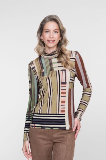 Geisha Top Brown/Coral