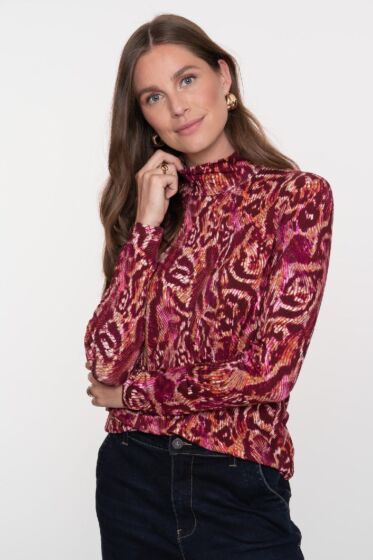 Geisha Top AOP Col Fuchsia Port