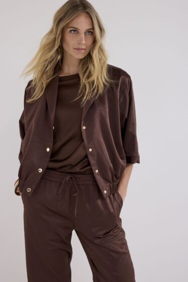Tramontana Elasticated Short Sleeve Jacket Choco