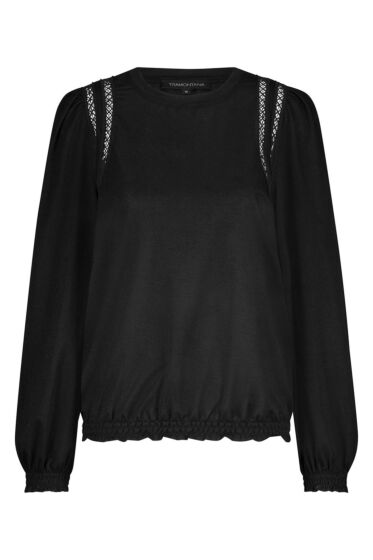 Tramontana Lace Tape Glitter Top Black