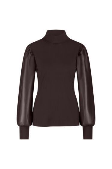 Studio Anneloes Noortje Faux Leather Top Expresso