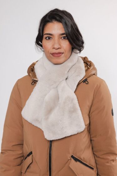 Rino & Pelle Stip Faux Fur Scarf Birch-one size