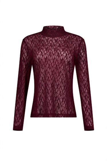Studio Anneloes Reagan Lace Col Top Aubergine