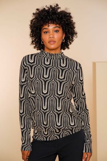 Geisha Top Smock Black/Sand