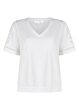 Tramontana T-shirt Embroidered Sleeves Offwhite