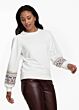 Tramontana Sweater Embroidery Sleeve Offwhite