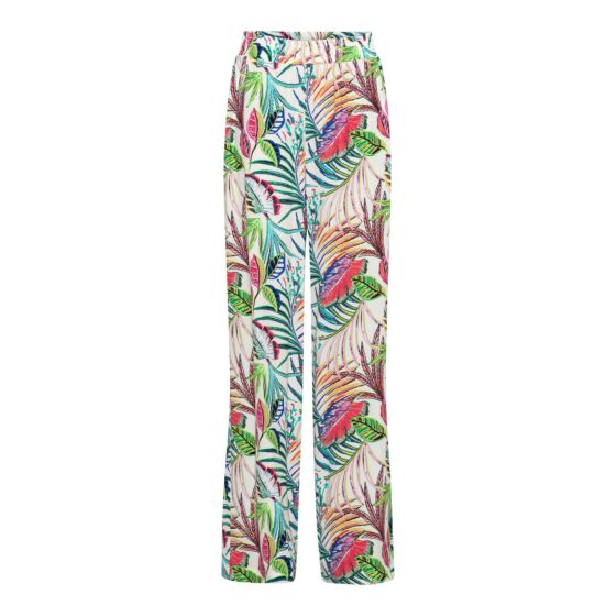 Woman &Co Nadine Multi Leaf Broek Ecru/ Beige 