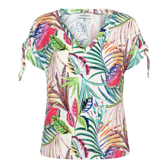 Woman &Co Viana Multi Leaf Top Ecru/Beige