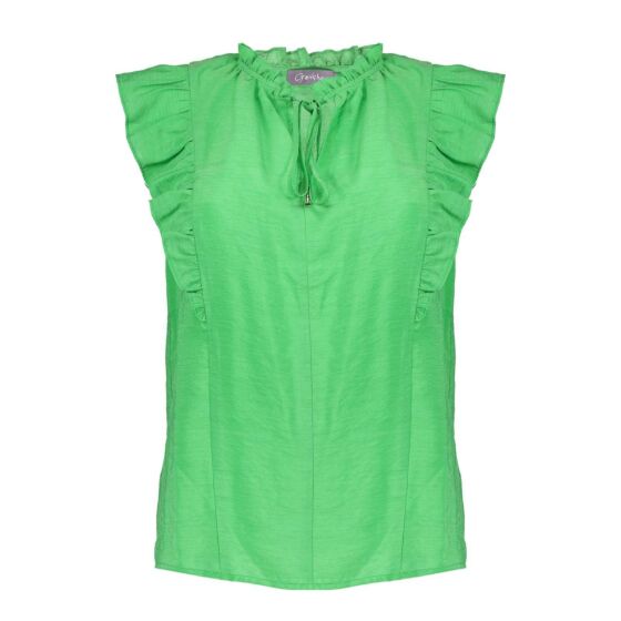 Geisha Top Sleeves Ruffles Green