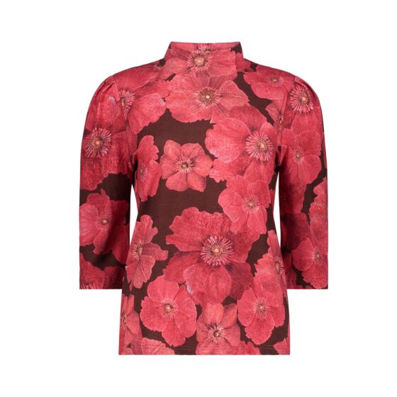 Geisha Top Bloemenprint Brown/Red 