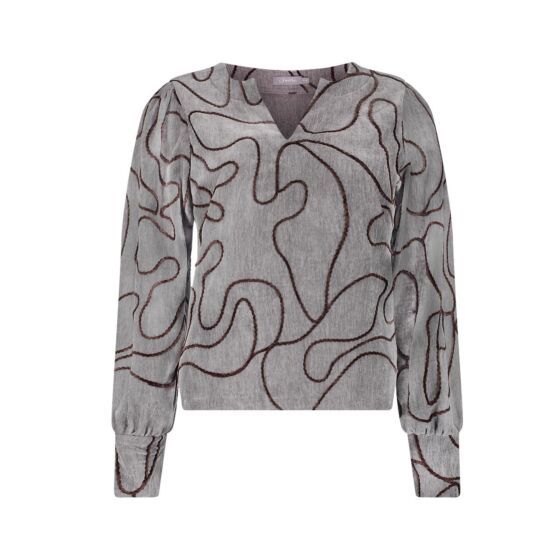 Geisha Top Grey/Brown