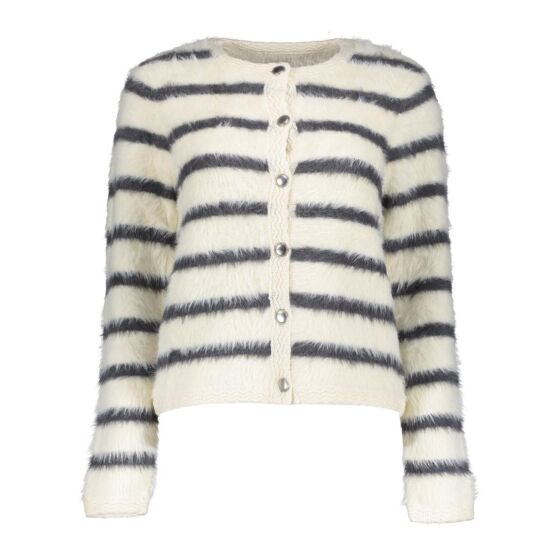 Geisha Cardigan Stripe Hairy Offwhite
