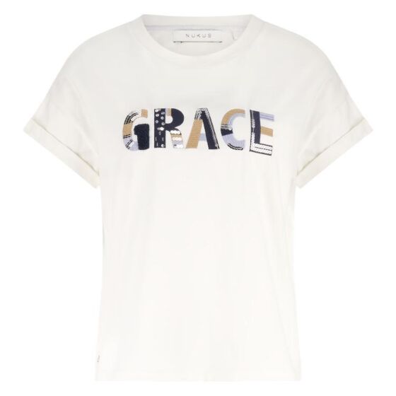 Nukus Grace T-shirt Oneck Offwhite/Navy