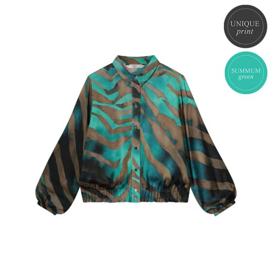 Summum Woman Blouse Smock Painted Tiger 