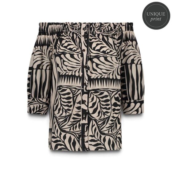 Summum Woman Blouse Two Tone Print Black
