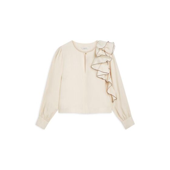 Summum Woman Top Modal Linnen Blend Ivory Coffee