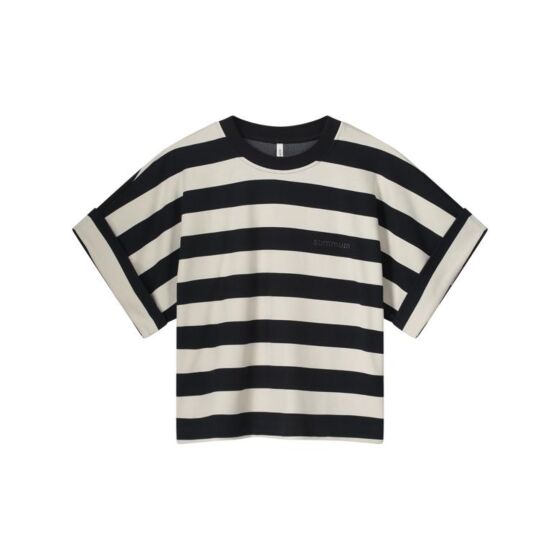 Summum Woman Boxy Top Big Stripe Heavy Jersey