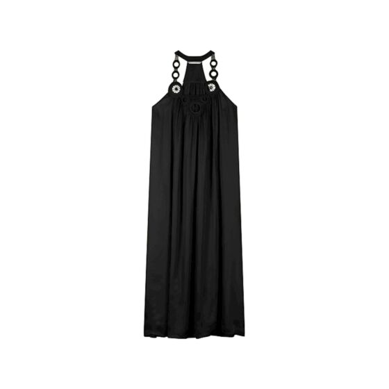 Summum Woman Dress Solid Satin Black