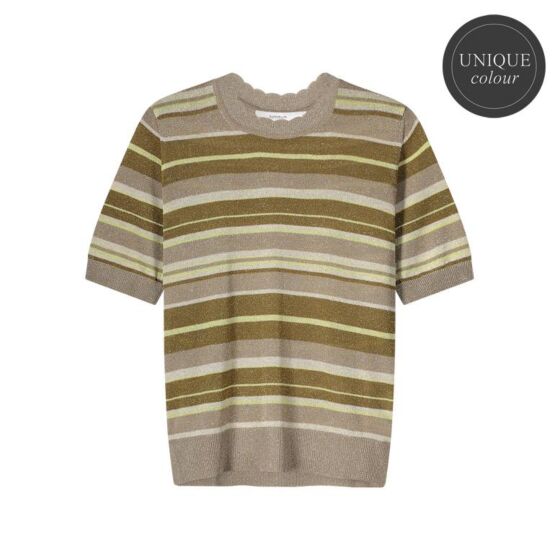Summum Woman Short Sleeve Top Striped Lurex Knit 