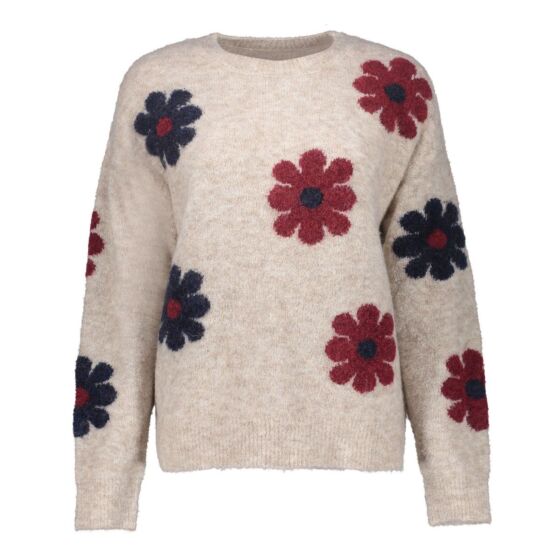 Geisha Pullover Flowers Sand.Burgundy/Navy