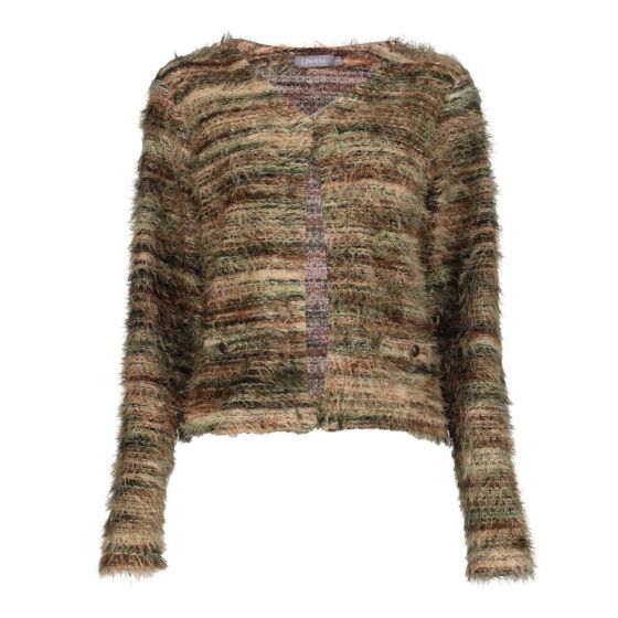 Geisha Vest Striped Hairy Brown