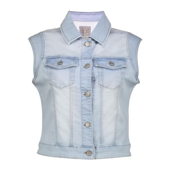 Geisha Jeans Jacket Sleeveless Bleached Denim