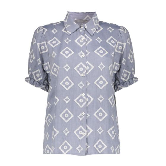 Geisha Blouse Blue / Ecru 