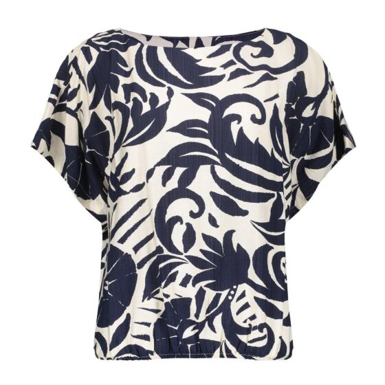 Geisha Top Flower Bi-Color Navy Offwhite 