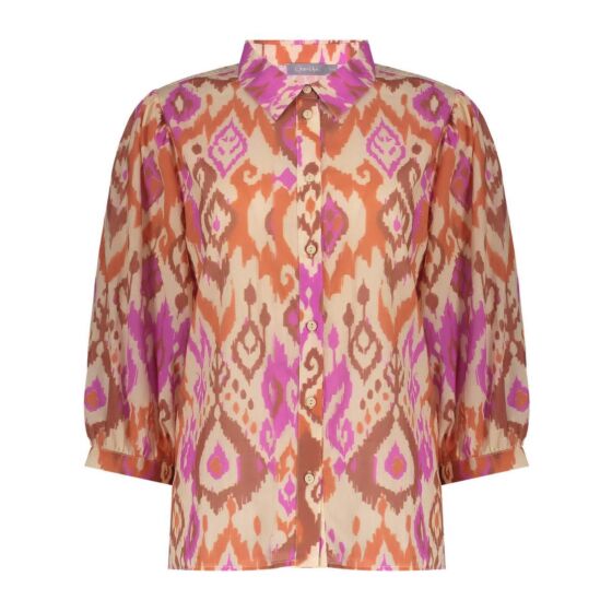 Geisha Blouse Ecru/Brown/Cassis