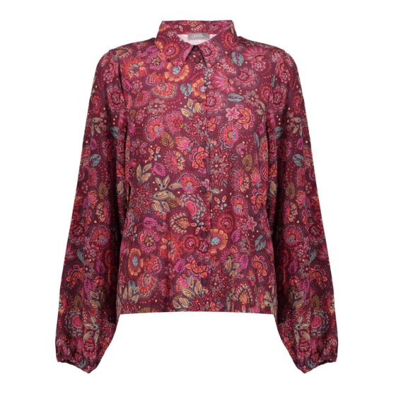 Geisha Blouse Print Fuchsia Rood