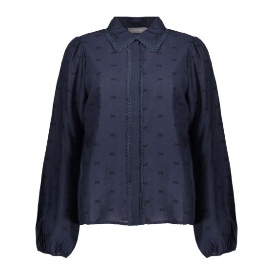 Geisha Blouse With Lace Details Navy 