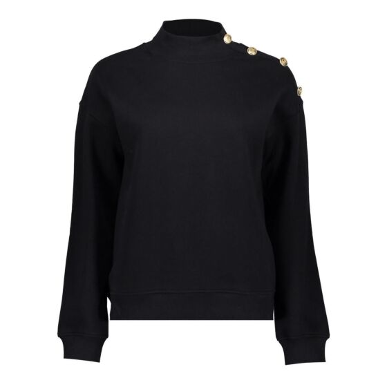 Geisha Sweater Buttons Shoulder Black