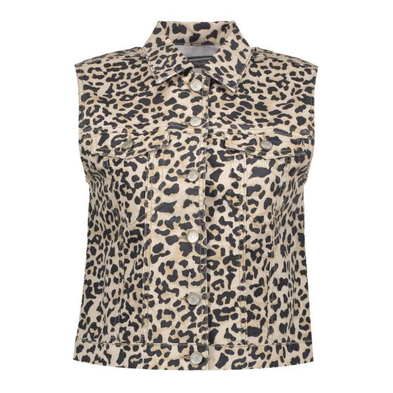 Geisha Jeans Gilet Leopard Print 