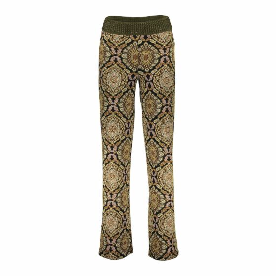 Geisha pantalon met Print Black/Green Combi