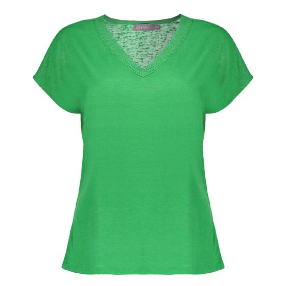 Geisha T-shirt Fake Linen with Tape Green